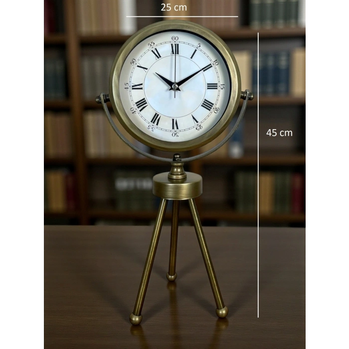 Zentime Eskitme Vintage Üç Ayaklı Masa Saati