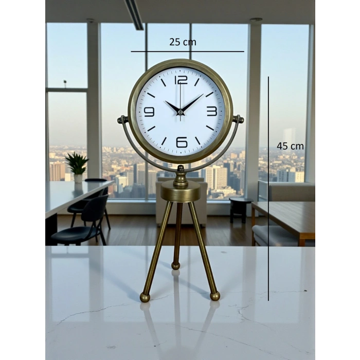 Zentime Eskitme Vintage Üç Ayaklı Masa Saati