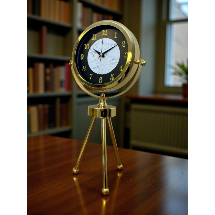 Zentime Gold Lüks Üç Ayaklı Masa Saati