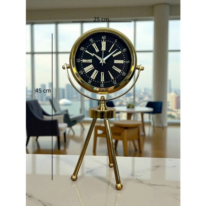 Zentime Gold Lüks Üç Ayaklı Masa Saati