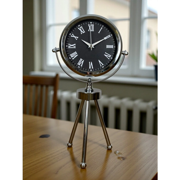 Zentime Krom Şık Üç Ayaklı Masa Saati