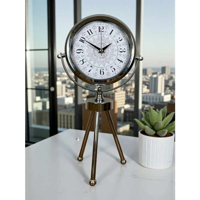 Zentime Krom Şık Üç Ayaklı Masa Saati