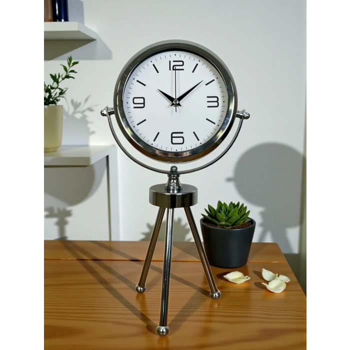 Zentime Krom Şık Üç Ayaklı Masa Saati