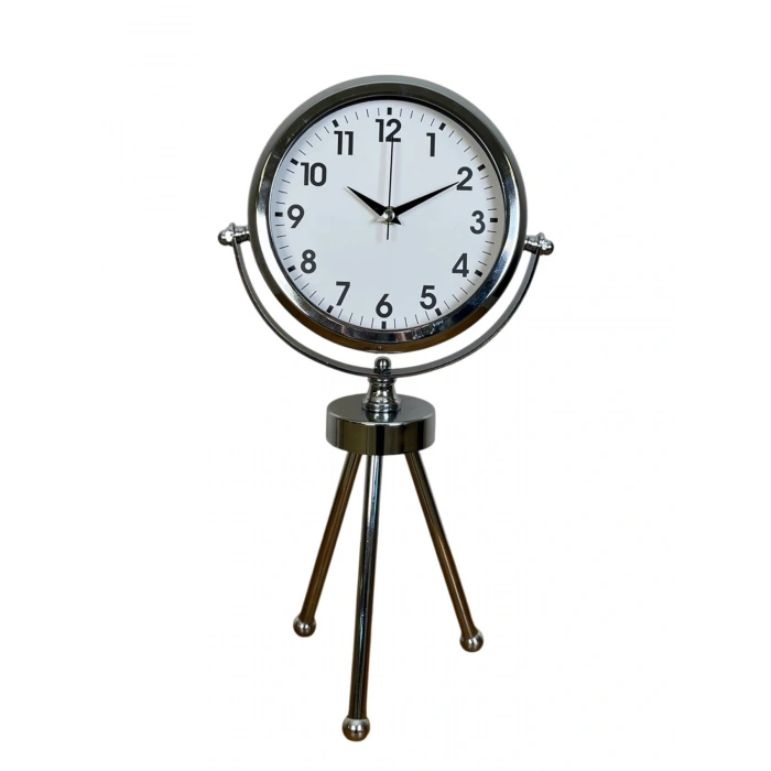 Zentime Chrome Stylish Three-Legged Table Clock