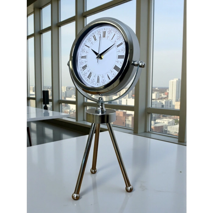 Zentime Krom Şık Üç Ayaklı Masa Saati