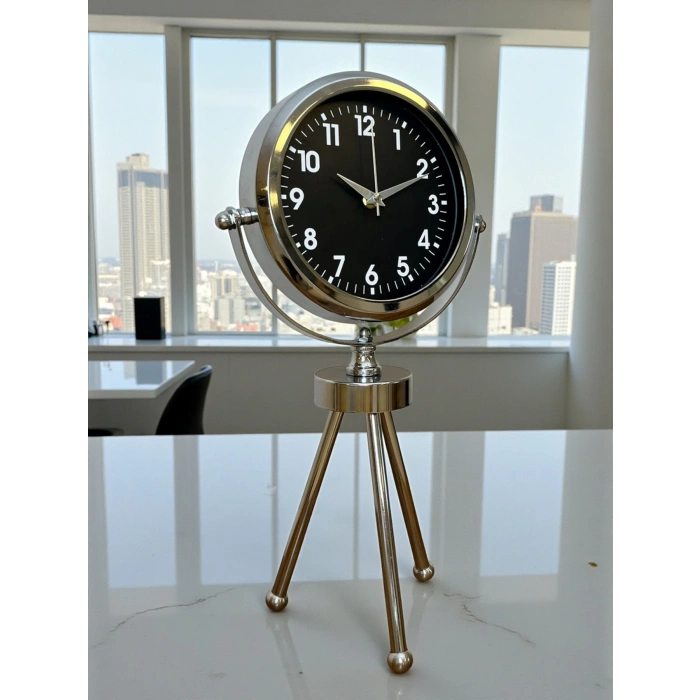 Zentime Krom Şık Üç Ayaklı Masa Saati