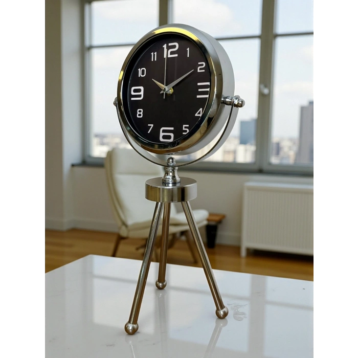 Zentime Krom Şık Üç Ayaklı Masa Saati