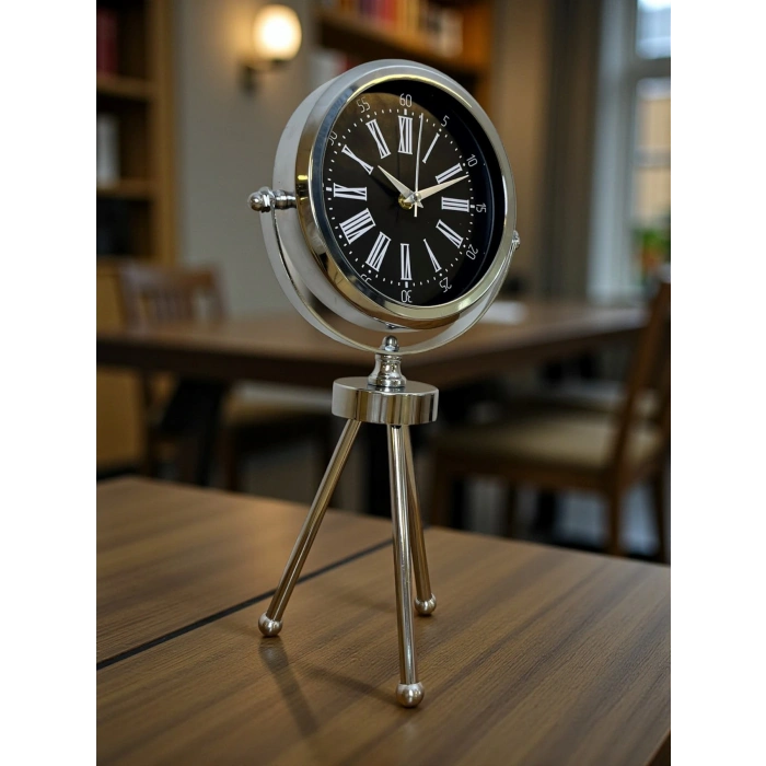 Zentime Krom Şık Üç Ayaklı Masa Saati