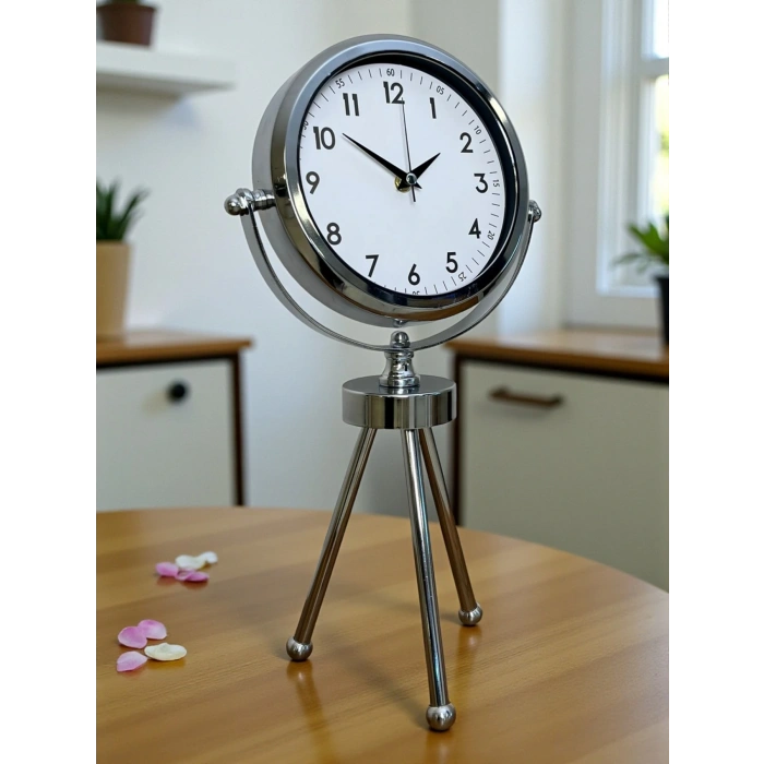 Zentime Krom Şık Üç Ayaklı Masa Saati