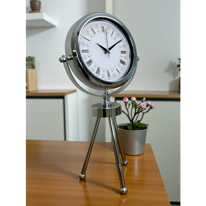 Zentime Krom Şık Üç Ayaklı Masa Saati