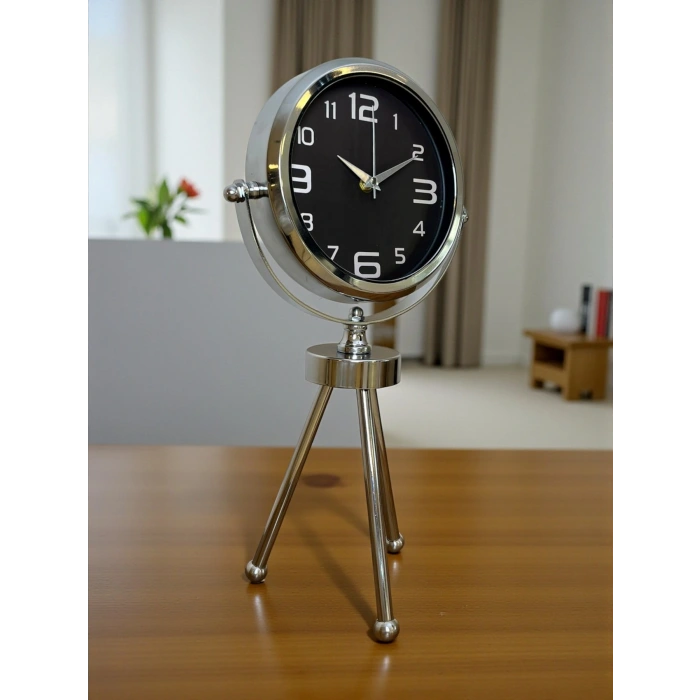 Zentime Krom Şık Üç Ayaklı Masa Saati