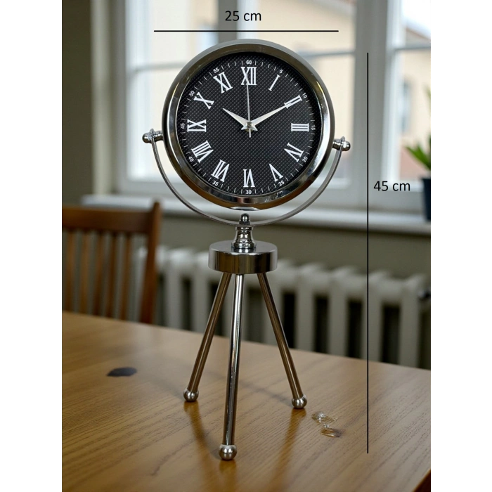 Zentime Krom Şık Üç Ayaklı Masa Saati