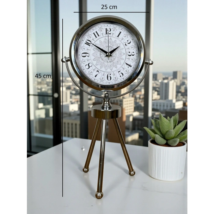 Zentime Krom Şık Üç Ayaklı Masa Saati