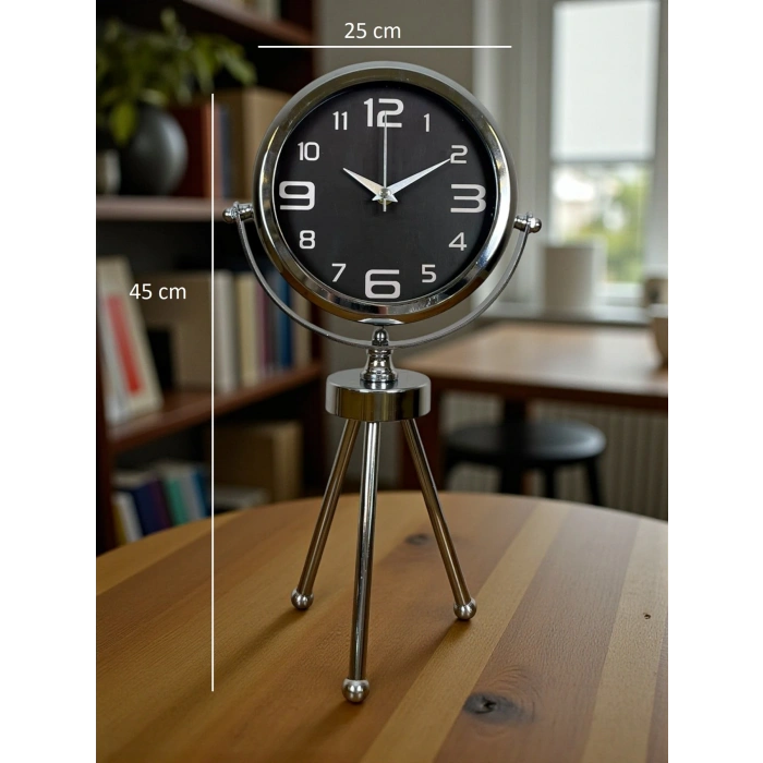 Zentime Krom Şık Üç Ayaklı Masa Saati