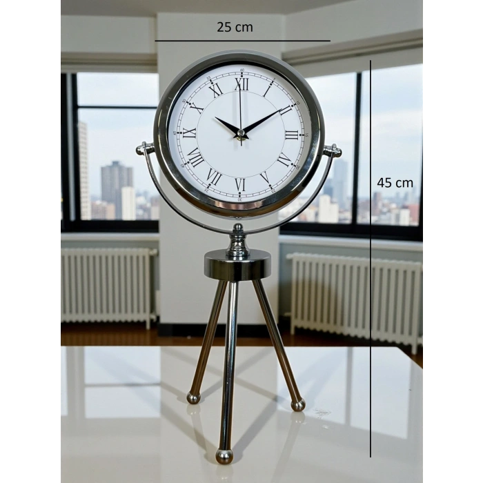 Zentime Krom Şık Üç Ayaklı Masa Saati