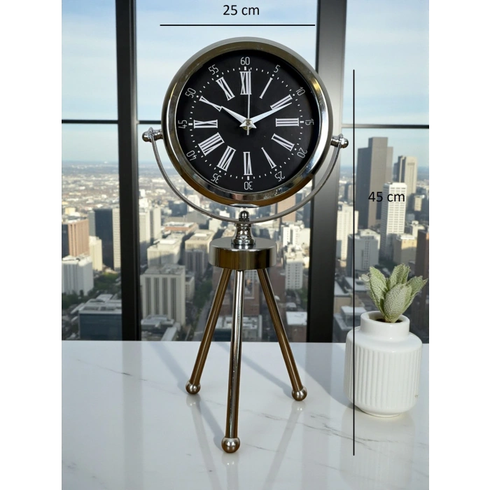 Zentime Krom Şık Üç Ayaklı Masa Saati