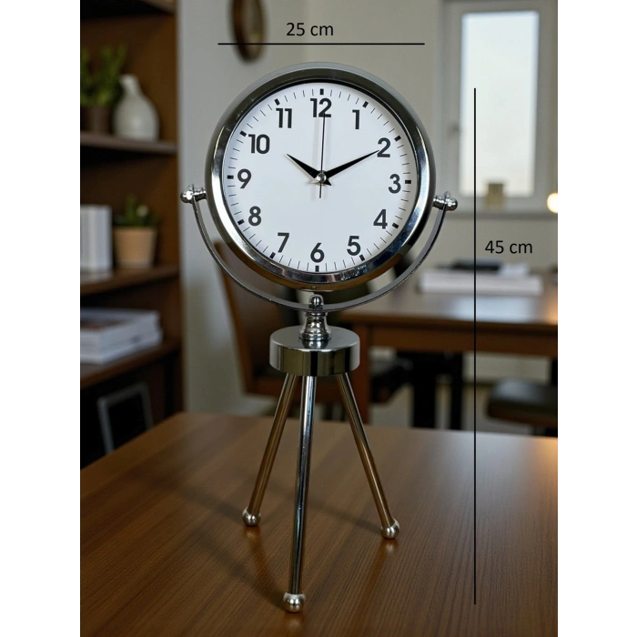 Zentime Chrome Stylish Three-Legged Table Clock