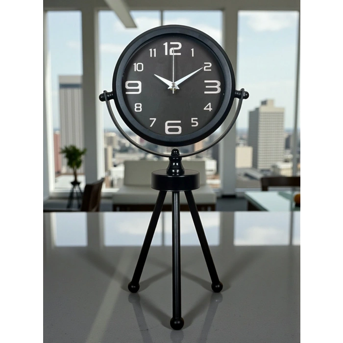 Zentime Siyah Zarif Üç Ayaklı Masa Saati