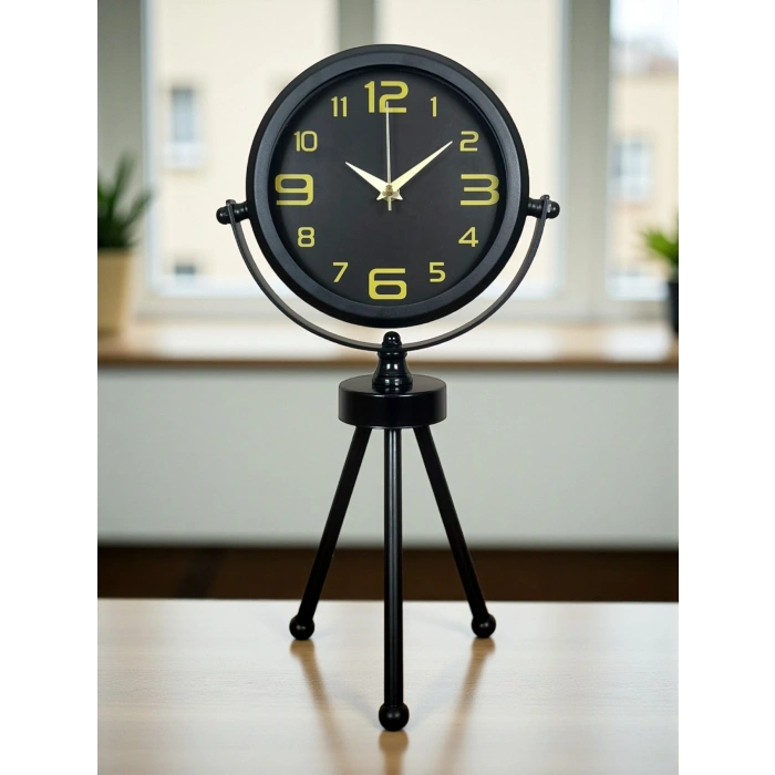 Zentime Siyah Zarif Üç Ayaklı Masa Saati