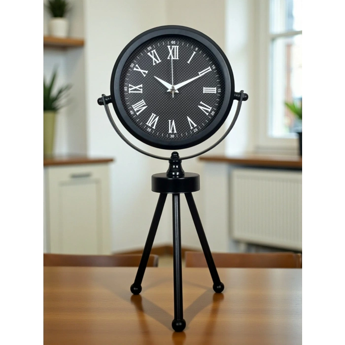 Zentime Siyah Zarif Üç Ayaklı Masa Saati