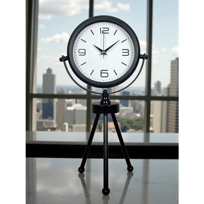 Zentime Siyah Zarif Üç Ayaklı Masa Saati