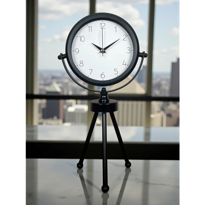 Zentime Black Elegant Three-Legged Desk Clock