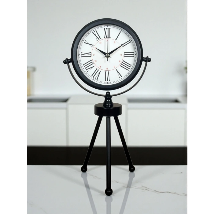 Zentime Siyah Zarif Üç Ayaklı Masa Saati