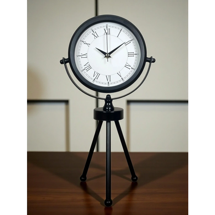 Zentime Siyah Zarif Üç Ayaklı Masa Saati