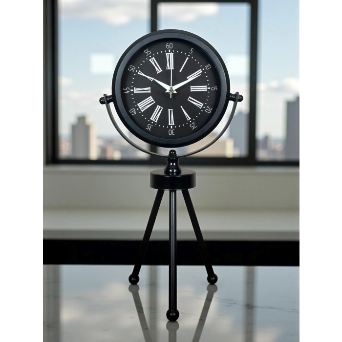 Zentime Siyah Zarif Üç Ayaklı Masa Saati