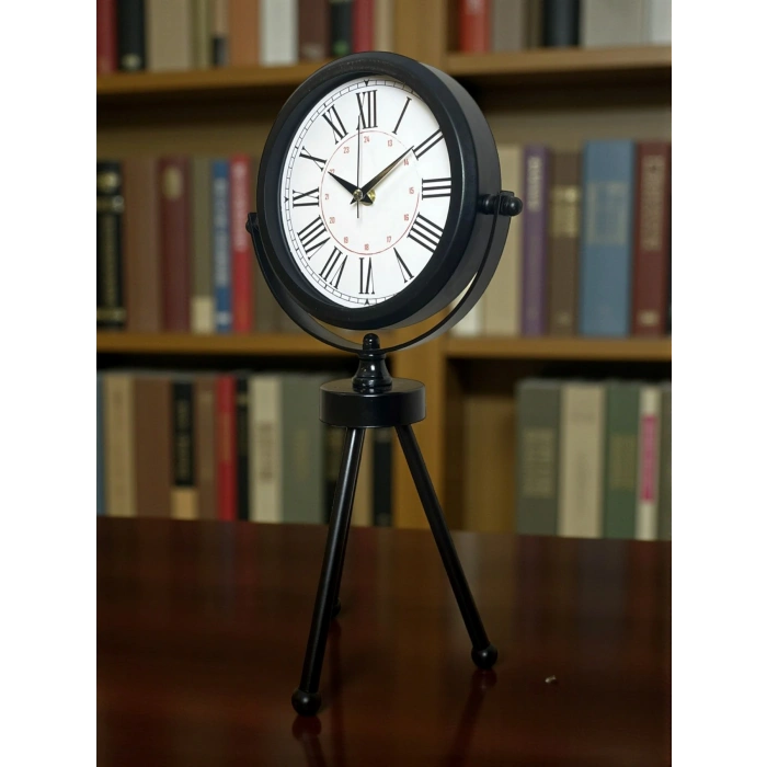 Zentime Siyah Zarif Üç Ayaklı Masa Saati