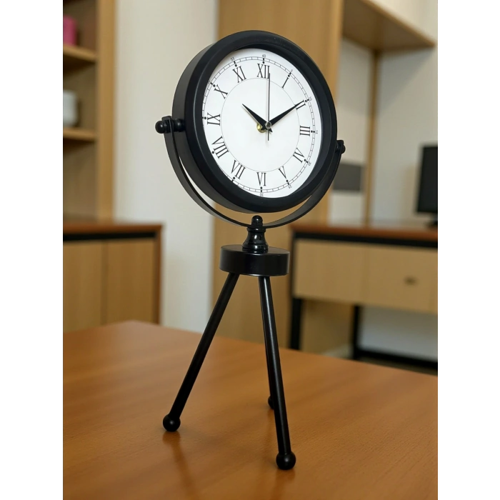 Zentime Siyah Zarif Üç Ayaklı Masa Saati