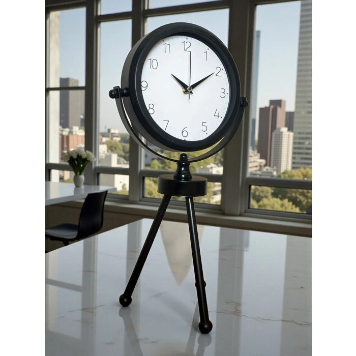 Zentime Black Elegant Three-Legged Desk Clock