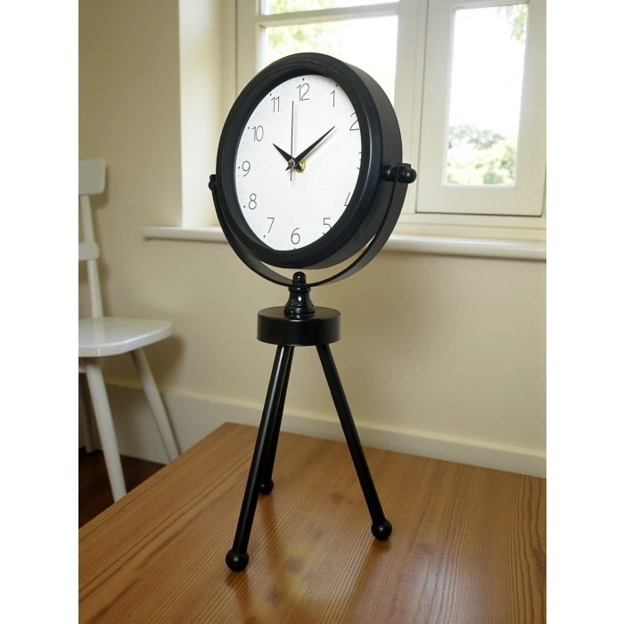 Zentime Black Elegant Three-Legged Desk Clock