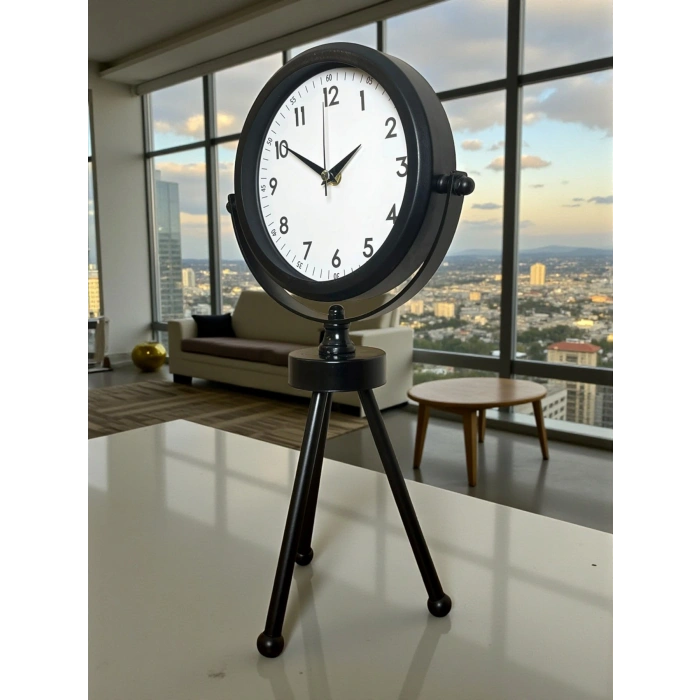 Zentime Siyah Zarif Üç Ayaklı Masa Saati