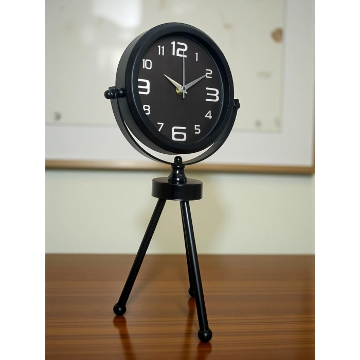 Zentime Siyah Zarif Üç Ayaklı Masa Saati
