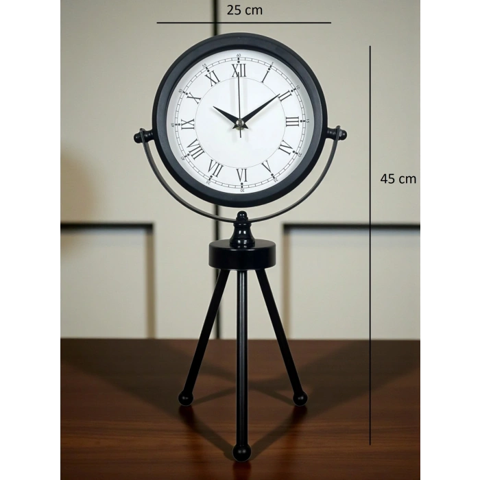 Zentime Siyah Zarif Üç Ayaklı Masa Saati