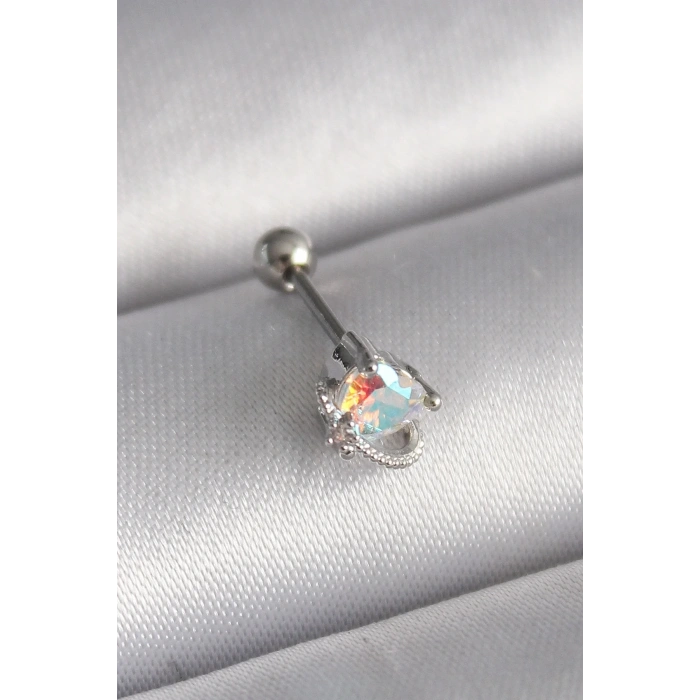 Zirkon Taşlı Kalp Tragus Piercing 6 Mm Çelik