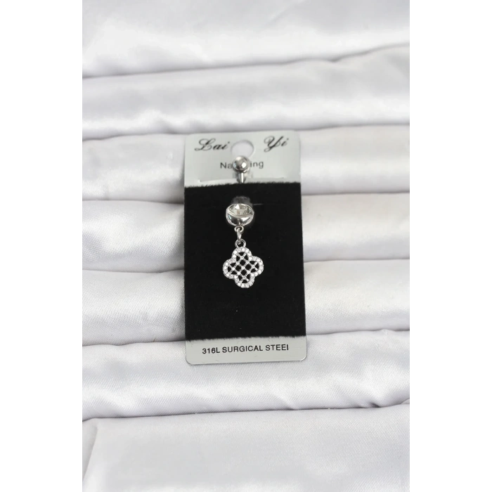 Zirkon Taşlı Sallantılı Yonca Piercing 1 Adet