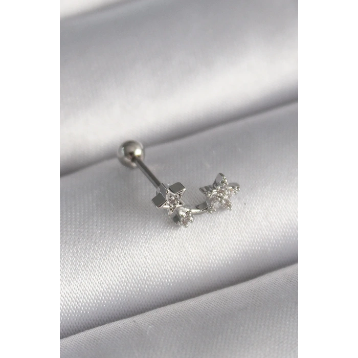 Zirkon Taşlı Yıldız Tragus Piercing 6mm 1.2mm Çelik