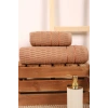 2 Piece Bathroom Towel Set 100% Cotton Stick Pattern Brown