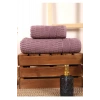 2 Piece Bathroom Towel Set 100% Cotton Stick Pattern Purple
