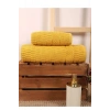 2 Piece Bathroom Towel Set %100 Cotton Stick Pattern Yellow
