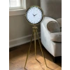 24 Saat Göstergeli Özel Tasarım Gold Tripod Ayaklı Duvar Saati