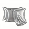 2-piece Silk-Textured Satin Pillowcase 50x70 - Silver - Microsatin, Hair and Skin Friendly