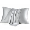 2-piece Silk-Textured Satin Pillowcase 50x70 - Silver - Microsatin, Hair and Skin Friendly