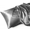 2-Pack Silk Textured Satin Pillowcase 50x70 – Dark Gray – Microsatin, Hair and Skin Friendly