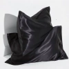 2-Piece Silk Textured Satin Pillowcase 50x70 – Black – Microsatin, Hair and Skin Friendly