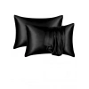 2-Piece Silk Textured Satin Pillowcase 50x70 – Black – Microsatin, Hair and Skin Friendly
