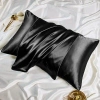 2-Piece Silk Textured Satin Pillowcase 50x70 – Black – Microsatin, Hair and Skin Friendly