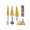 3 Piece Step Drill Bit Set Gradual Sheet Drilling Attachment HSS Titanium Coating (5365)